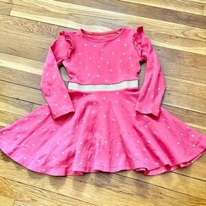 Mini Boden Girls’ 5-6Y Mabel Foil Star Long Sleeve Cotton Twirly Dress